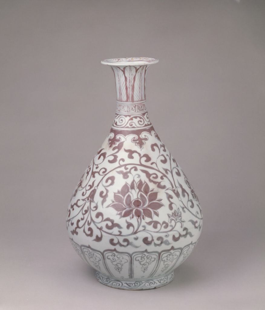 图片[1]-Underglaze red jade vase with lotus pattern-China Archive